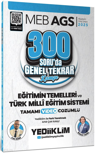 Yediiklim Yayınları 2025 MEB AGS Eğitimin Temelleri ve Türk Milli Eğitim Sistemi 300 Soruda Tamamı Video Çözümlü Genel Tekrar Kampı