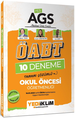 Yediiklim Yayınları 2025 MEB AGS ÖABT Okul Öncesi Öğretmenliği Tamamı Çözümlü 10 Deneme