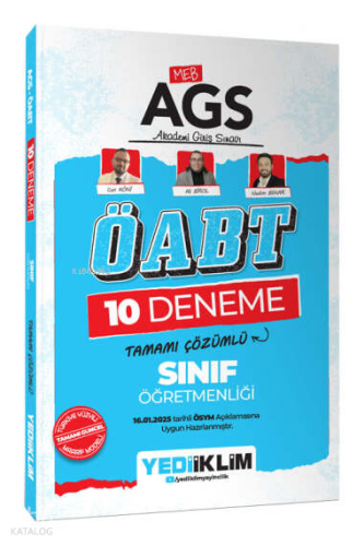 Yediiklim Yayınları 2025 MEB AGS ÖABT Sınıf Öğretmenliği Tamamı Çözümlü 10 Deneme Sınavı