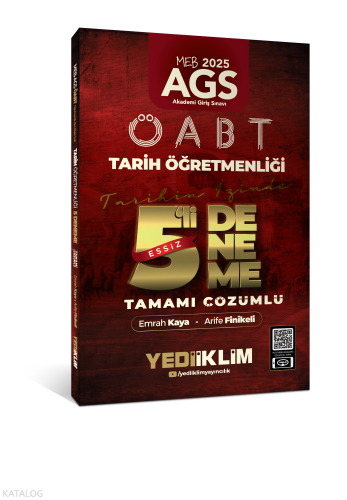 Yediiklim Yayınları 2025 MEB AGS ÖABT Tarih Öğretmenliği Tamamı Çözümlü Tarihin İzinde Eşsiz 5'li Deneme