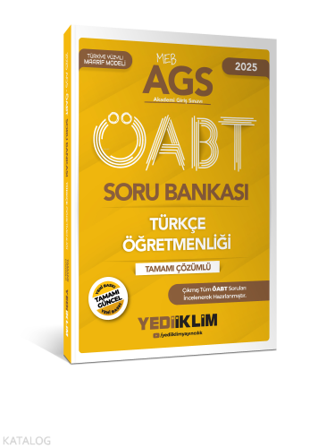 Yediiklim Yayınları 2025 MEB-AGS ÖABT Türkçe Öğretmenliği Tamamı Çözümlü Soru Bankası
