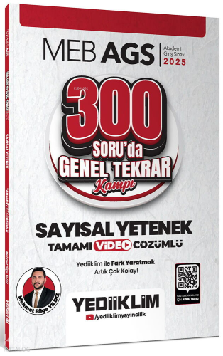 Yediiklim Yayınları 2025 MEB AGS Sayısal Yetenek 300 Soruda Tamamı Video Çözümlü Genel Tekrar Kampı