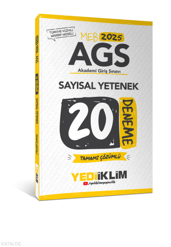 Yediiklim Yayınları 2025 MEB AGS Sayısal Yetenek Tamamı Çözümlü 20 Den