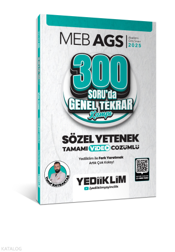 Yediiklim Yayınları 2025 MEB AGS Sözel Yetenek 300 Soruda Tamamı Video Çözümlü Genel Tekrar Kampı