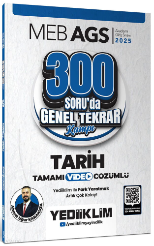 Yediiklim Yayınları 2025 MEB AGS Tarih 300 Soruda Tamamı Video Çözümlü Genel Tekrar Kampı