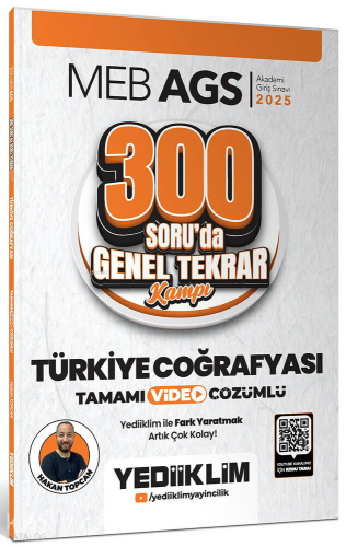 Yediiklim Yayınları 2025 MEB AGS Türkiye Coğrafyası 300 Soruda Tamamı Video Çözümlü Genel Tekrar Kampı