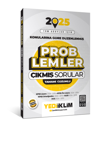 Yediiklim Yayınları 2025 Tüm Adaylar İçin Problemler Konularına Göre Düzenlenmiş Tamamı Çözümlü Çıkmış Sorular