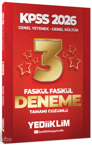 Yediiklim Yayınları 2026 KPSS Genel Yetenek Genel Kültür Tamamı Çözümlü Fasikül Fasikül 3 Yıldız Deneme