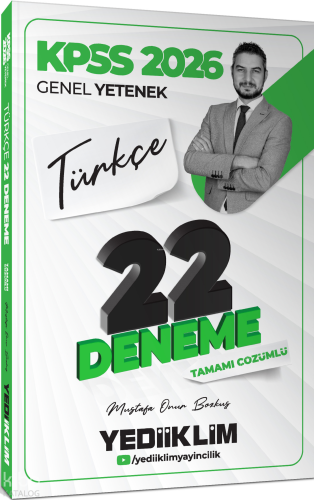 Yediiklim Yayınları 2026 KPSS Genel Yetenek Türkçe Tamamı Çözümlü 22 Deneme Sınavı