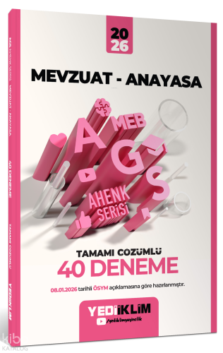 Yediiklim Yayınları 2026 Meb-Ags Ahenk Mevzuat-Anayasa Tamamı Çözümlü 