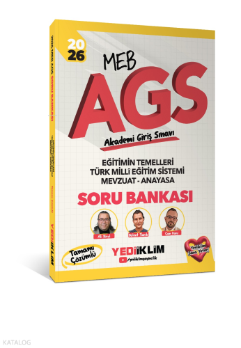 Yediiklim Yayınları 2026 MEB AGS Eğitimin Temelleri - Türk Milli Eğitim Sistemi - Mevzuat - Anayasa Tamamı Çözümlü Soru Bankası