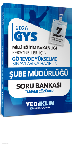 Yediiklim Yayınları 2026 MEB GYS Şube Müdürlüğü Tamamı Çözümlü Soru Bankası