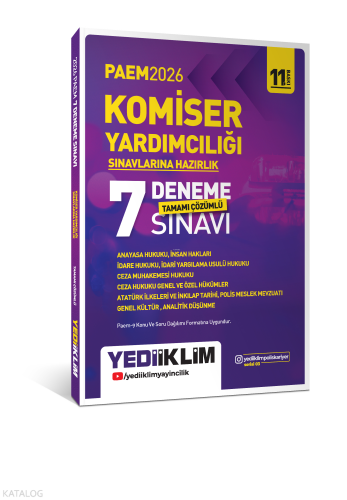 Yediiklim Yayınları 2026 PAEM Komiser Yardımcılığı Sınavlarına Hazırlı