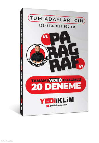 Yediiklim Yayınları AGS KPSS ALES DGS YKS Tüm Adaylar İçin Paragraf Tamamı Video Çözümlü 20 Deneme