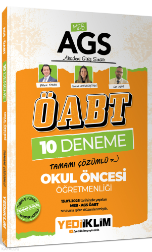 Yediiklim Yayınları AGS ÖABT Okul Öncesi Öğretmenliği Tamamı Çözümlü 10 Deneme Sınavı