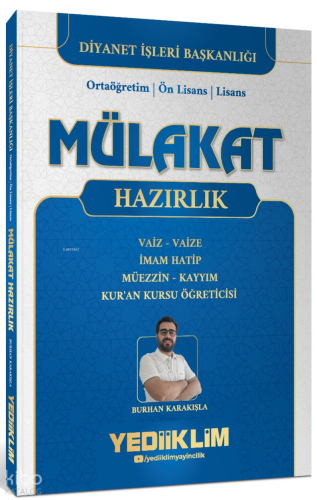 Yediiklim Yayınları Diyanet İşleri Mülakat Hazırlık Kitabı ;Vaiz - Vai