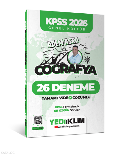 Yediiklim Yayınları KPSS 2026 Genel Kültür Adem Asra ile Coğrafya Tamamı Video Çözümlü 26 Deneme