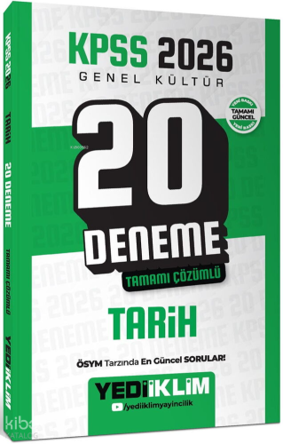Yediiklim Yayınları KPSS 2026 Genel Kültür Tarih Tamamı Çözümlü 20 Den