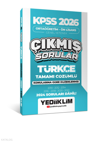 Yediiklim Yayınları KPSS 2026 Ortaöğretim-Önlisans Türkçe Konularına G