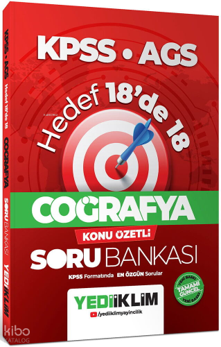 Yediiklim Yayınları KPSS AGS Coğrafya Hedef 18'de 18 Konu Özetli Soru 