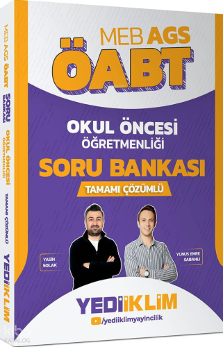 Yediiklim Yayınları MEB AGS ÖABT Okul Öncesi Öğretmenliği Tamamı Çözüm