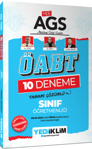 Yediiklim Yayınları MEB AGS ÖABT Sınıf Öğretmenliği Tamamı Çözümlü 10 Deneme Sınavı