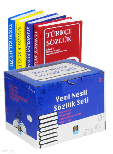 Yeni Nesil Sözlük Seti, Türkçe- İngilizce-Atasözleri ve Yazım Klavuzu;TDK Uyumlu (4 Kitap Kutulu, Biala Kapak)