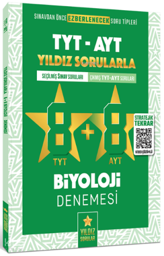 Yıldız Sorular YKS TYT AYT Biyoloji 8+8 Deneme Video Çözümlü