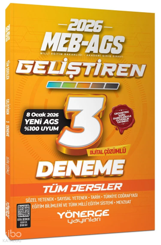 Yönerge 2026 MEB-AGS Tüm Dersler Geliştiren 3 Deneme Çözümlü