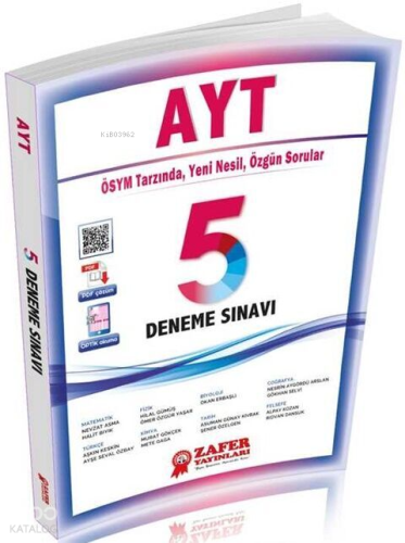 Zafer Yayınları AYT 5 li Deneme Sınavı
